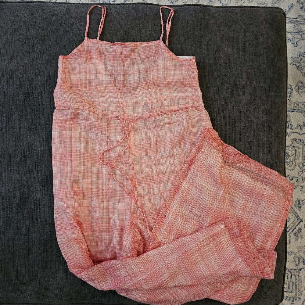 Urban Outfitters Women's Pink Sleeveless Audra Gingham Wide Leg Jumpsuit Size XS - Picture 5 of 15